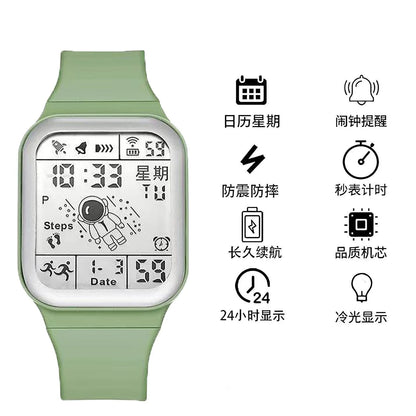 Fashion Digital Watch for Men Women Kids Spaceman Sweaterproof Sport Watches Multifunction Clock Student Electronic Wristwatch
