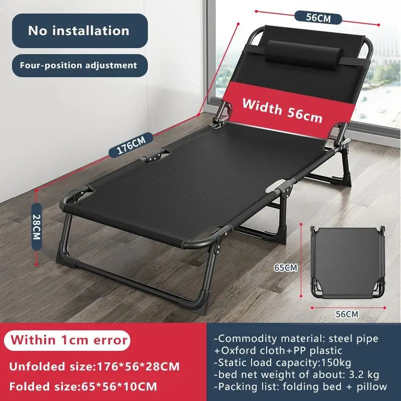 Household Portable Folding Bed Outdoor Travel Camping Bed Single Single Person Lunch Break Bed Multifunctional Reclining Chair