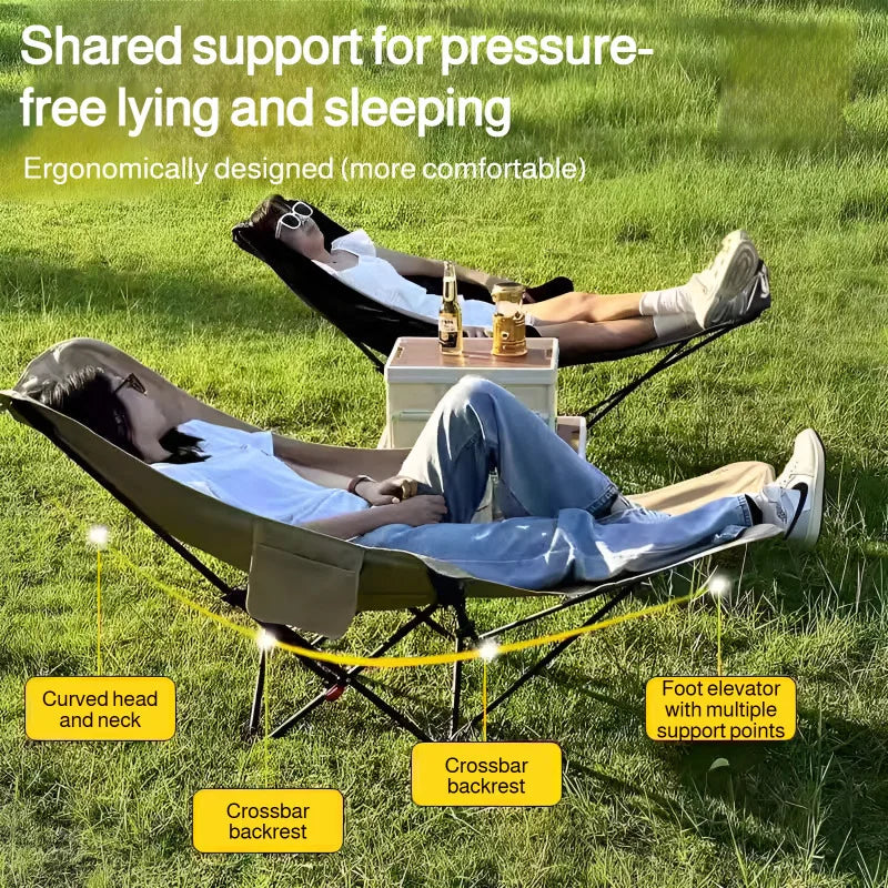 Outdoor Adjustable Folding Chair Portable Camping Chair Lying Or Sitting Balcony Chair With Footrest
