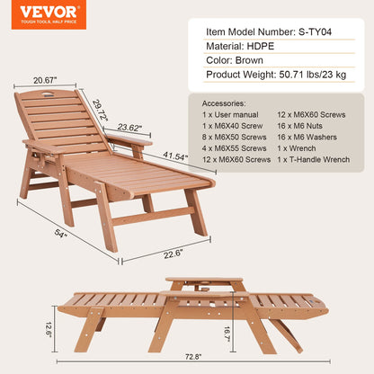 SucceBuy Chaise Lounge Chair Weight Capacity Adjustable Patio Lounge Chair for Outdoor for Pool Poolside Deck Backyard Lawn