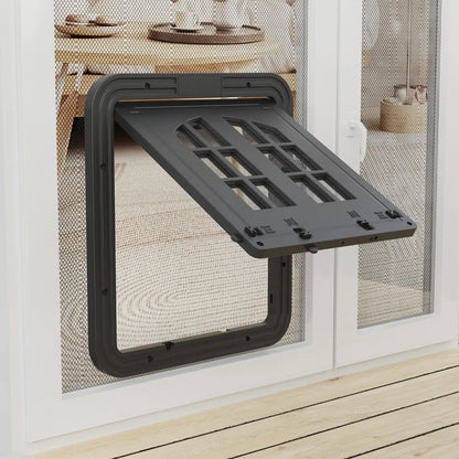 Self-Closing Dog Screen Door Magnetic Flap Reinforced Pet Lockable Screen Door 4 Entry Ways Heavy Duty Cat Door Hole