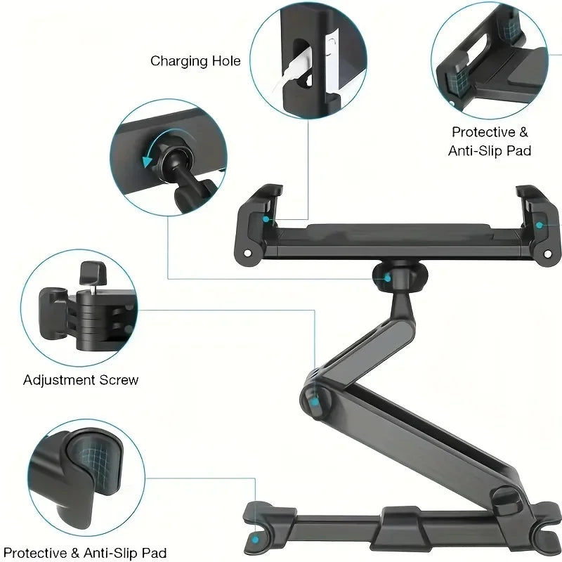 Telescopic Car Rear Pillow Phone Holder Tablet Rotating Holder Car Back Seat Stand Headrest Bracket Universal Holder Accessories