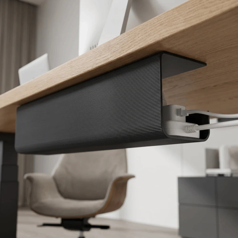 PVC Under Desk Cable Management Tray Large Capacity Easy Installation No Punch Cable Organizer Adhesive Mount Minimalist Design