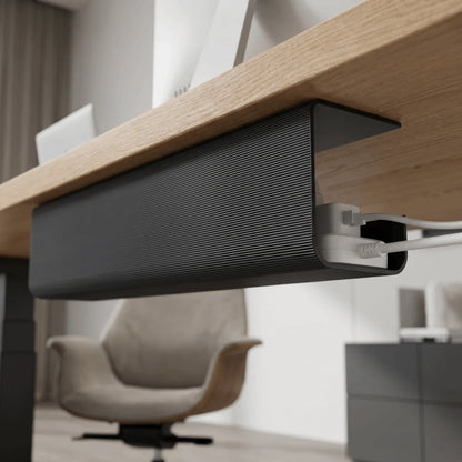 PVC Under Desk Cable Management Tray Large Capacity Easy Installation No Punch Cable Organizer Adhesive Mount Minimalist Design