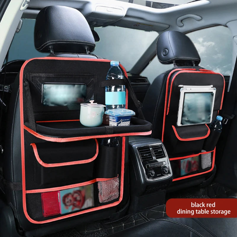 Car Back Seat Storage Holder Multi-Pocket Waterproof Organizer Large Capacit with Foldable Tray Cup/Tissue Holder Storage Pocket