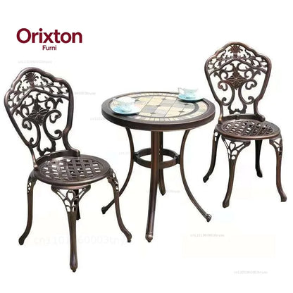 Outdoor Cast Aluminum Tables And Chairs Courtyard Garden Hotel Urniture Terrace Combination leisure Metal Round Patio Table