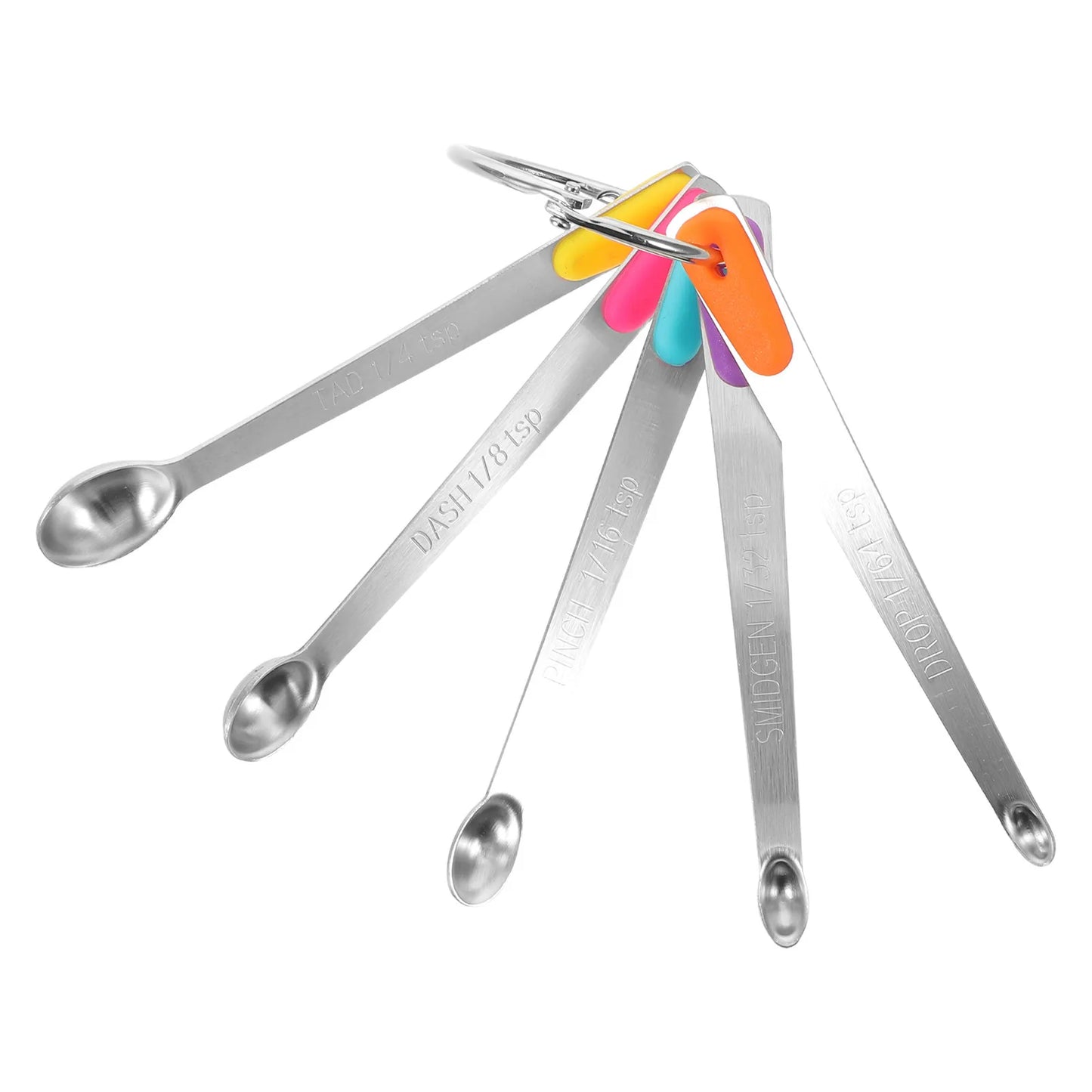 5 Pcs Stainless Steel Colored Non-slip Measuring Spoons Herb Coffee Ground Beans Scoop Scale Teaspoons Accurate Kitchen Measure