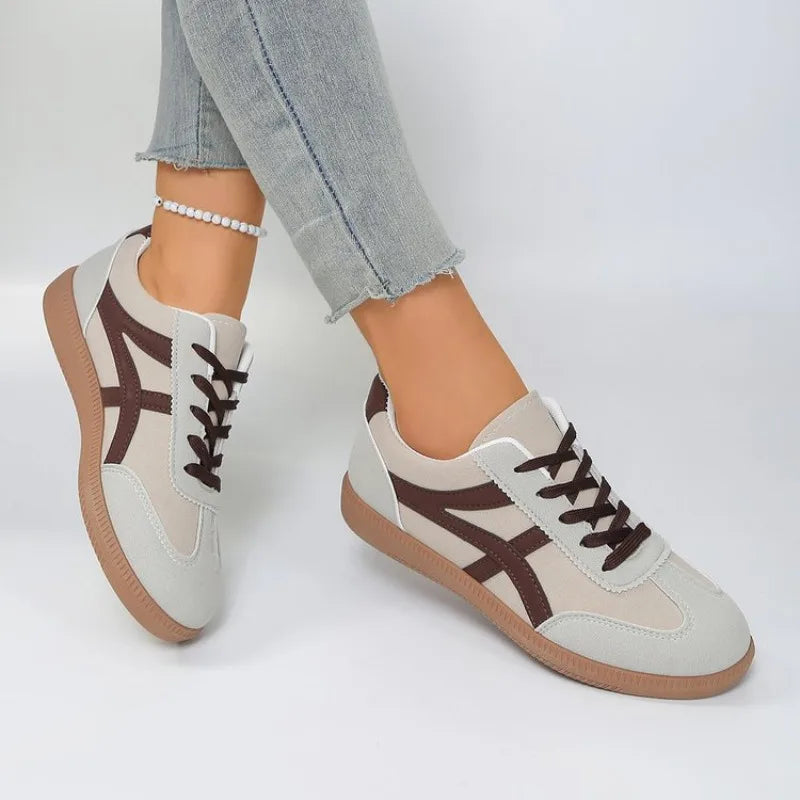 Large Size Women's Running Shoes Fashionable Retro Casual All-Match Flat Bottom Sports Sneakers Autumn Season White Shoes