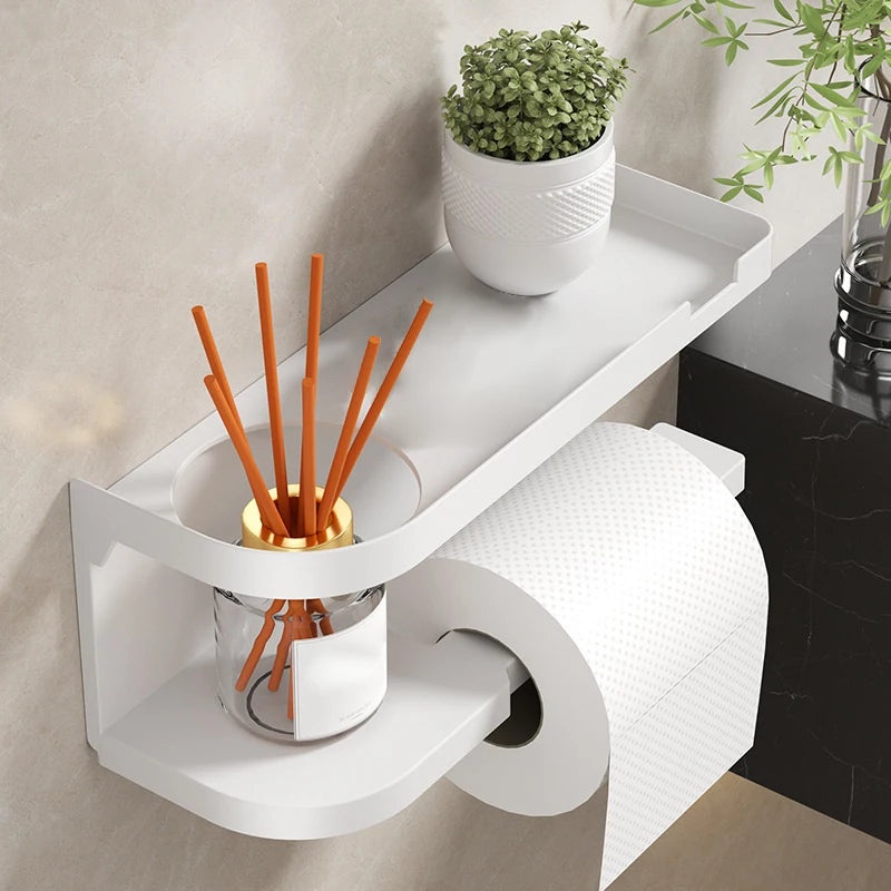 Self Adhesive Toilet Paper Holder Wall Mounted Kitchen Towel Rack Storage Organizer Bathroom Accessories No Drill Wall Storage