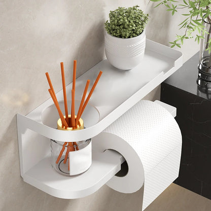 Self Adhesive Toilet Paper Holder Wall Mounted Kitchen Towel Rack Storage Organizer Bathroom Accessories No Drill Wall Storage