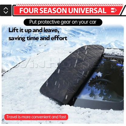 Magnetic Car Front Windshield Cover Automobile Sunshade UV Dust Snow Ice Protection Cover Winter Summer Windshield Shield Size 147cmx116cm / 110cmx145cm
