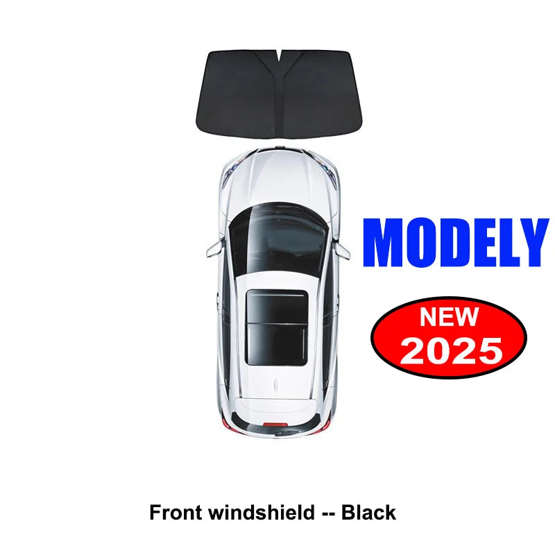 Sun Shade for Tesla Model Y Juniper 2025-2020 Car Windshield Sunshade Cover Front Side Window Privacy Blind Shading for Camping