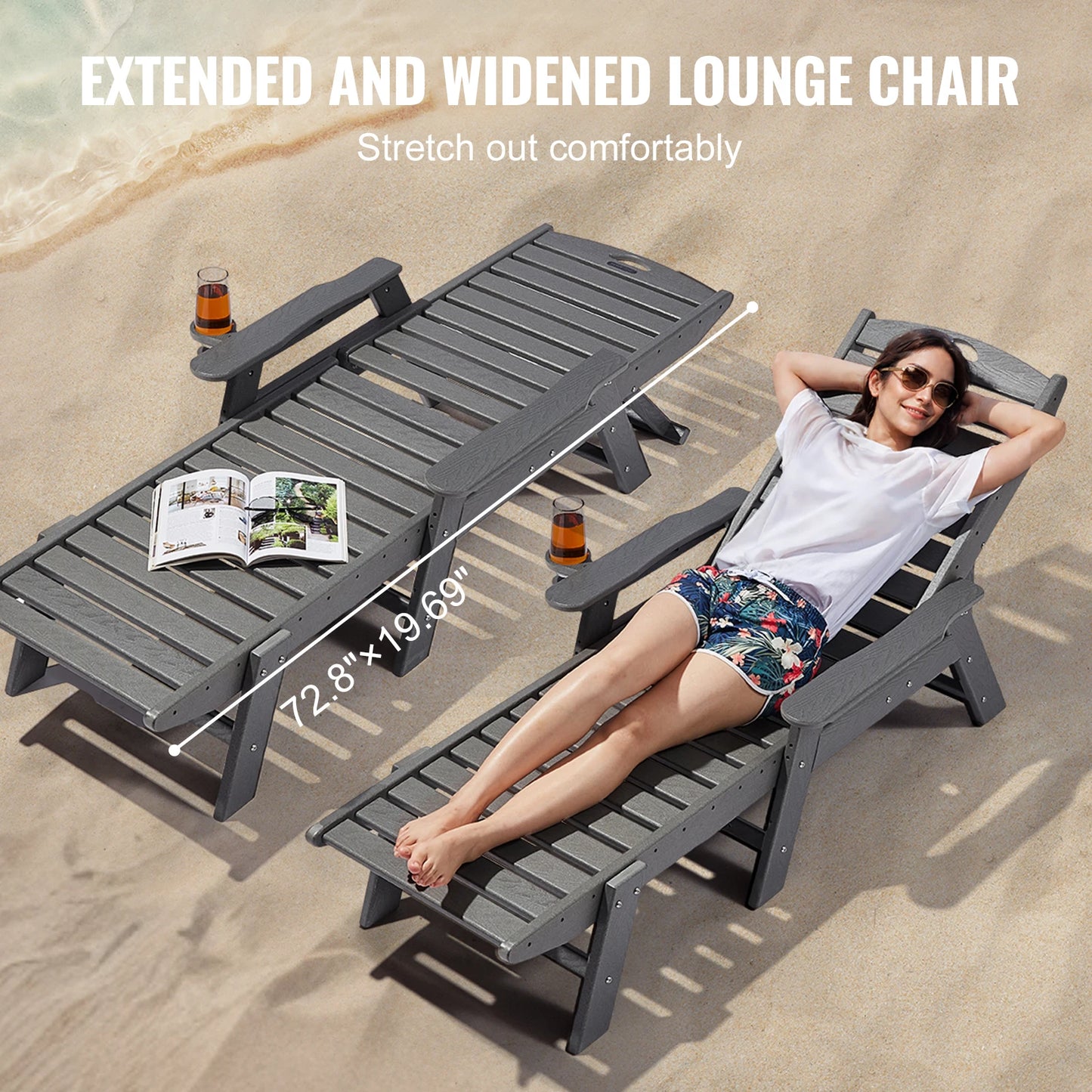 SucceBuy Chaise Lounge Chair Weight Capacity Adjustable Patio Lounge Chair for Outdoor for Pool Poolside Deck Backyard Lawn