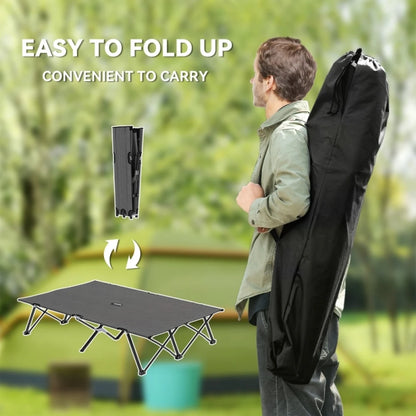 Outsunny Double Camping Cot Bed with Carry Bag, Foldable Heavy Duty Sleeping Cot for Two Adults, Portable Outdoor Travel Bed with Steel Frame, Charcoal Grey