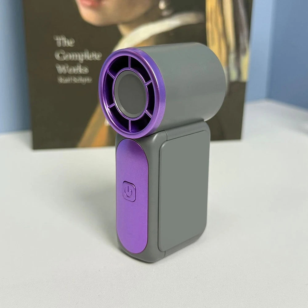 Handheld Folding Fan Type-C Charge Ports Portable Desktop 5level Wind Speed Adjustment Digital Display Electric Fan With Lanyard