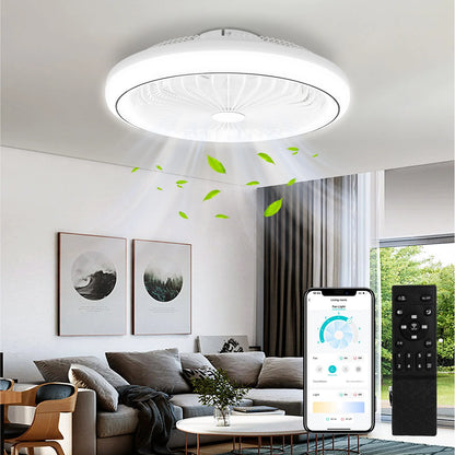 LED Ceiling Fan Light Bladeless Modern Quiet Powerful Airflow with Remote Control Adjustable Brightness for Living Room Kitchen